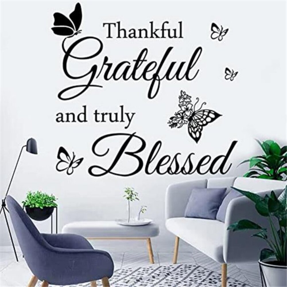 Inspirational Wall Decor Thankful Grateful Truly Blessed Vinyl Lettering Home